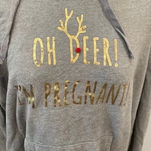 Motherhood Maternity hoodie. XL Gray w gold lettering.